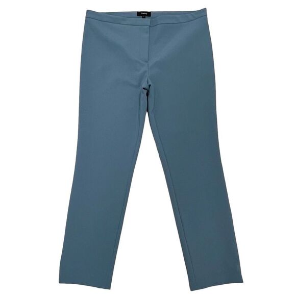 Theory Ankle Trouser Straight Leg Pants Blue Teal Career Wear Preppy Chic Size 8 - Picture 2 of 8